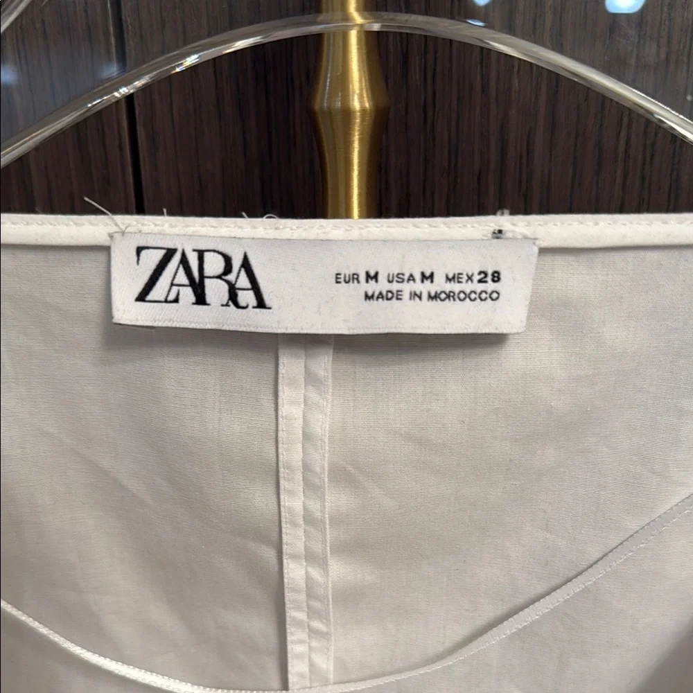 Zara White Long Sleeve Blouse NEW M